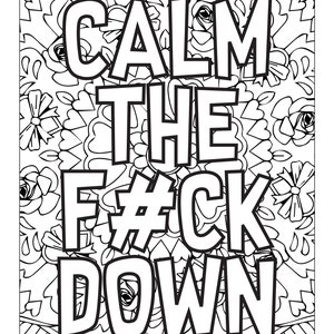 Adult Swear Word Coloring Page, Adult Swear Word Printable Coloring Pages, Digital Download, Coloring Book Pages, Print From Home, 10 Page