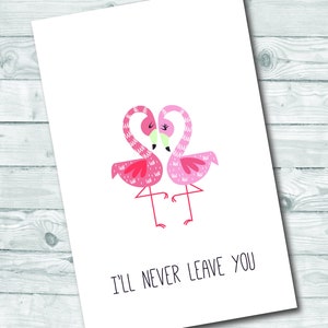 Carte d'anniversaire, carte de voeux, téléchargement numérique, carte papier, carte d'anniversaire pour elle, au Canada, carte Flamingo, carte d'anniversaire pour lui