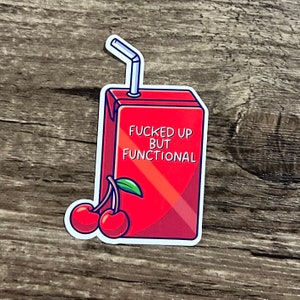 Sticker boîte à jus, Sticker merde, Sticker cerise, Santé mentale, Questions de santé mentale, Cadeau pour elle, Cadeau pour ami, Fonctionnel