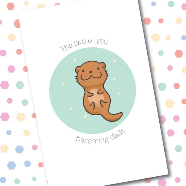 Gay Baby Card, Greeting Card, Digital Download, Paper Card, Baby Card, LGBTQ Parent, LGBTQ Baby, Otter Card, In Canada