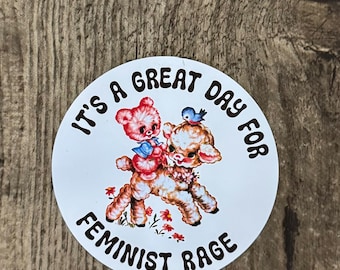 Feminism Sticker, Rights Sticker, Women's Rights Sticker, Vintage Sticker, Gift for Her, Gift for Friend, Feminist, Feminism, Feminist Rage