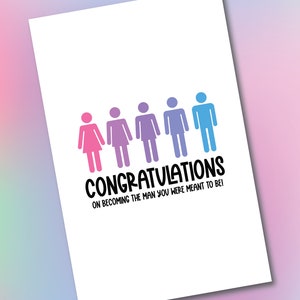 Carte transgenre, Carte de vœux, Téléchargement numérique, Carte papier, Support trans, Carte F à M, LGBTQ, Cartes d'encouragement, Au Canada, Carte de fierté