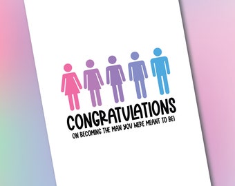 Transgender Card, Greeting Card, Digital Download, Paper Card, Trans support, F to M Card, LGBTQ, Cards Encouragement, In Canada, Pride Card