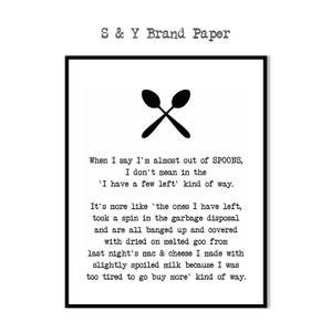 Spoon Theory, Spoonies, Spoony, Spoonie Gifts, In Canada, Chronic Illness, Chronic Illness Warrior, Digital Print, Digital Printable