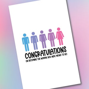 Carte transgenre, Carte de voeux, Téléchargement numérique, Carte papier, Support trans, Carte M à F, LGBTQ, Cartes d'encouragement, Au Canada, Carte de fierté