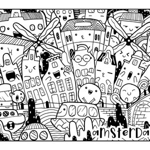 Big City Coloring Page, Landmark Printable Coloring Pages, Digital Download, Coloring Book Pages, Print From Home, 6 Page, New York, Paris