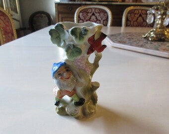 JAPAN SPILL VASE with Shamrocks and Leprechaun