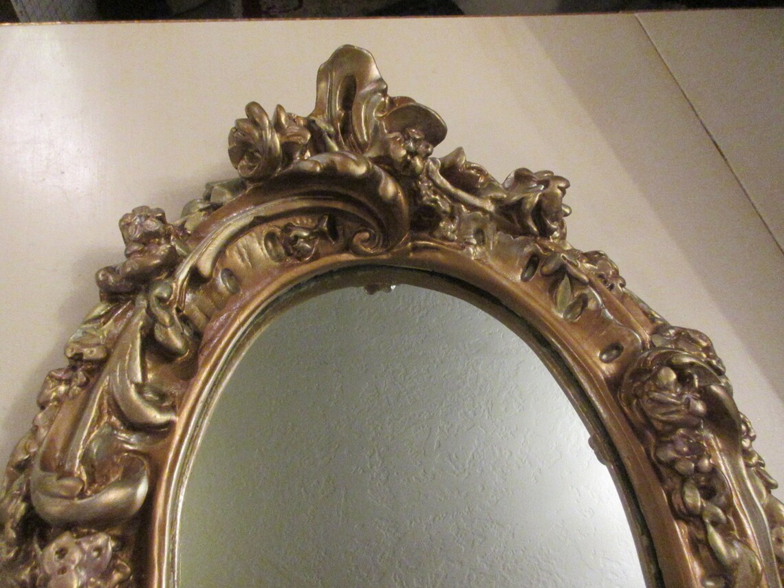GOLD PLASTER MIRROR Wall Hanging Etsy