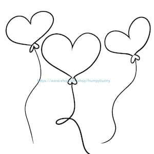 hart ballonnen SVG, PNG lijntekeningen digitale clipart