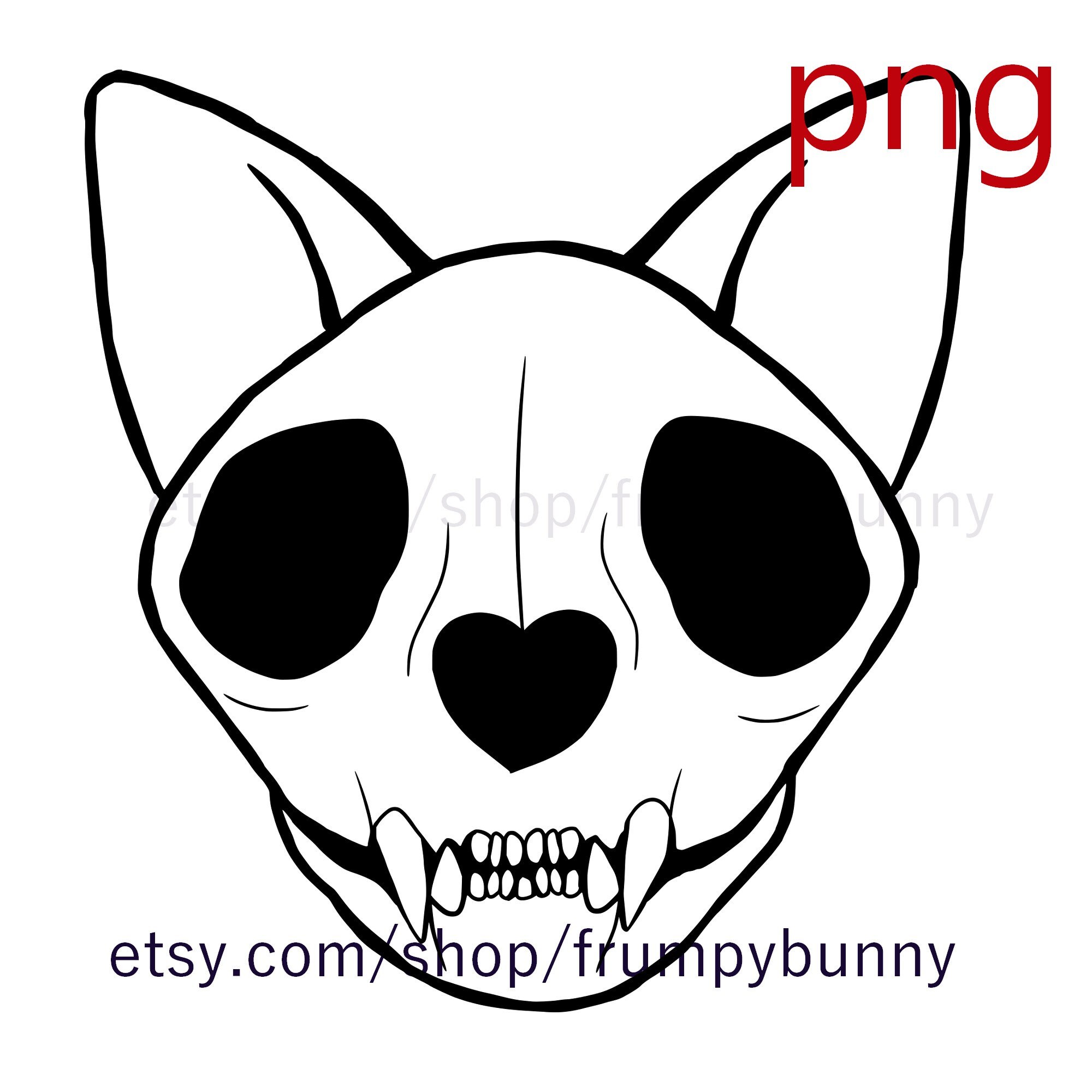 Cat Skull Png Svg Files Digital Line Art Coloring Clip Art