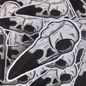 Raven Skull Vinyl Sticker for Laptops and Journals