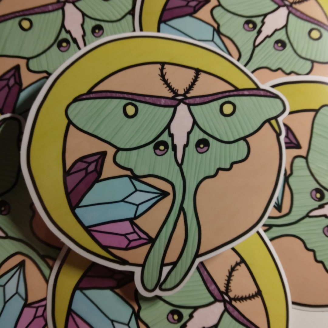 Luna Moth Crystal Moon Vinyl Sticker - Etsy