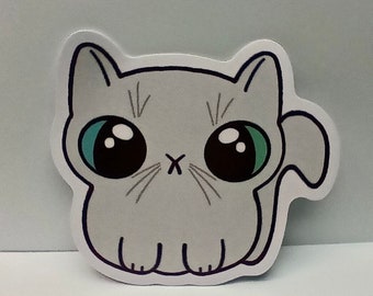 White grey cat vinyl sticker