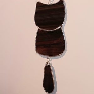 Tabby cat stained glass suncatcher