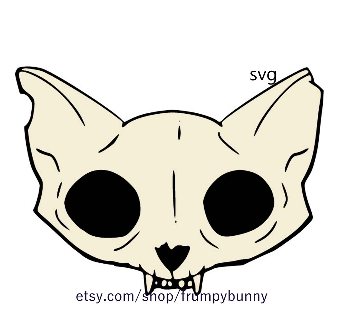 Cat skull png svg files digital line art coloring clip art Etsy