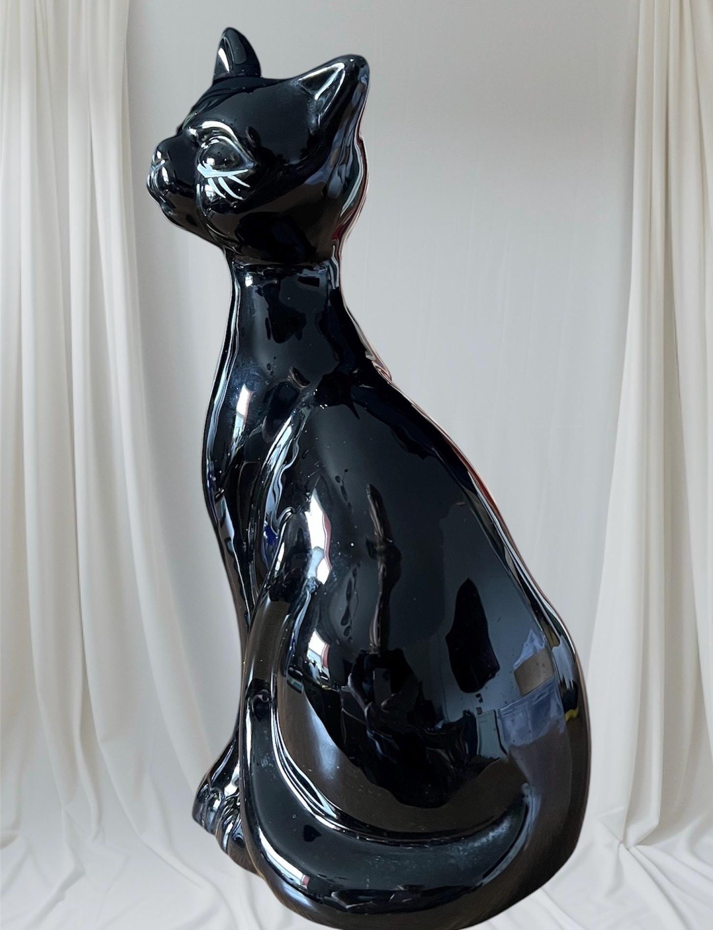 Retro Kitsch Black Kitty Cat Ceramic Figurine Ornament - Etsy