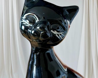 Retro Kitsch Black Kitty Cat Ceramic Figurine Ornament - Etsy