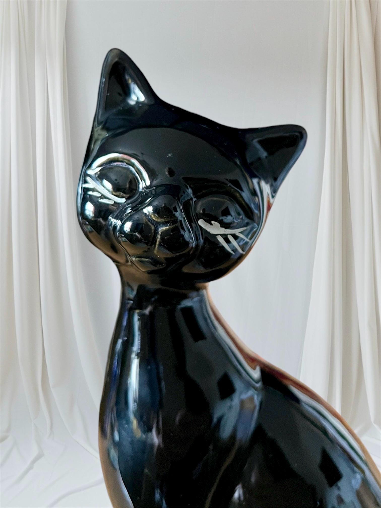 Retro Kitsch Black Kitty Cat Ceramic Figurine Ornament - Etsy