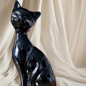 Super Retro Kitsch Original Black Kitty Cat Ceramic Figurine Ornament/ Collectors/ Cat Lovers/ Lovely Gift