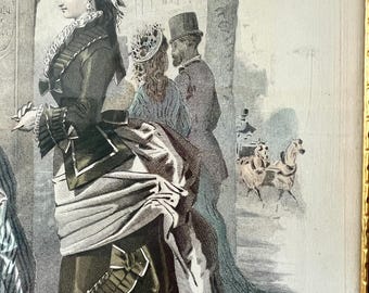 ヴィクトリア朝時代のファッション版画 – 1870年代のアンティーク額装