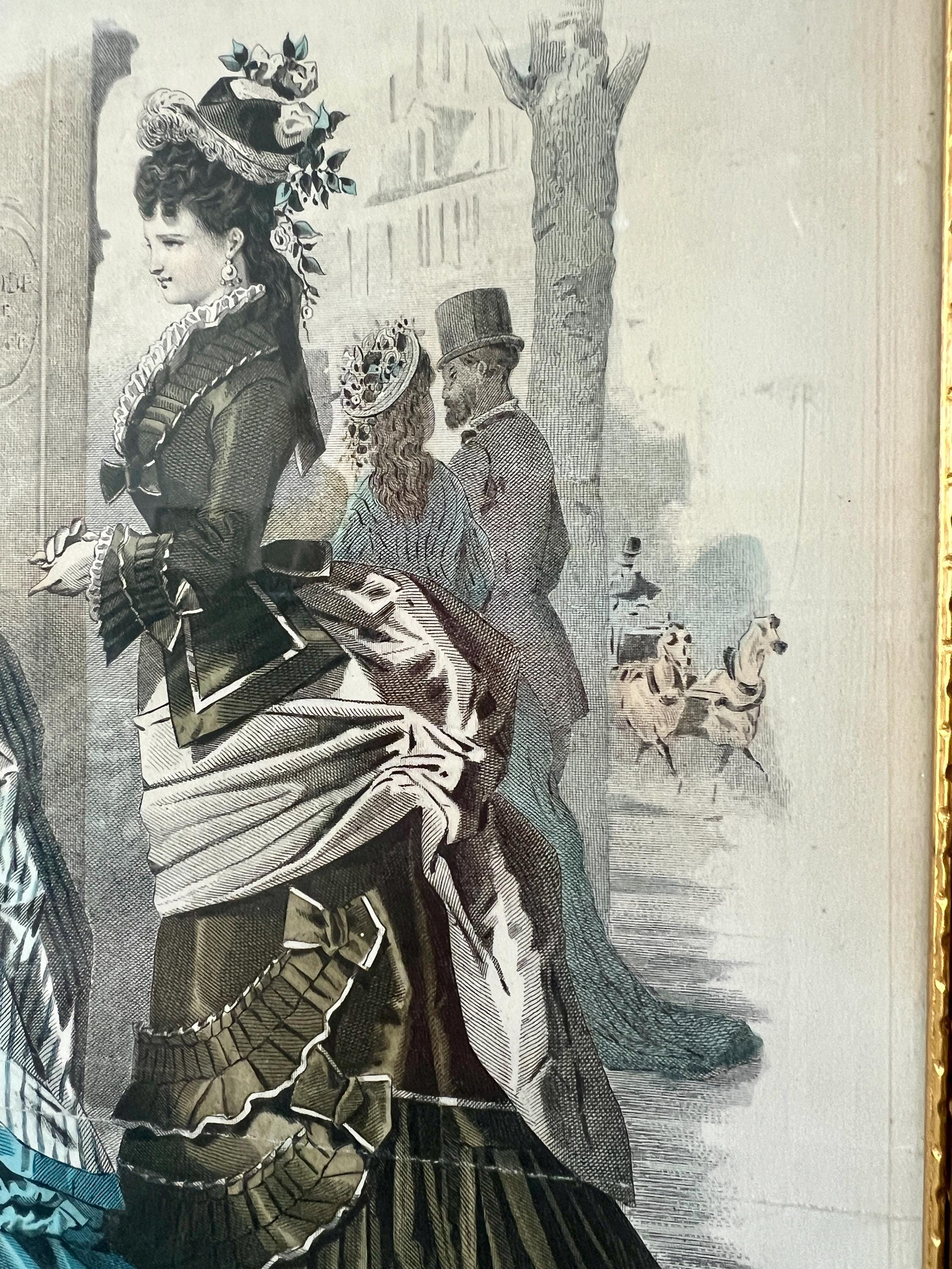 ヴィクトリア朝時代のファッション版画 – 1870年代のアンティーク額装