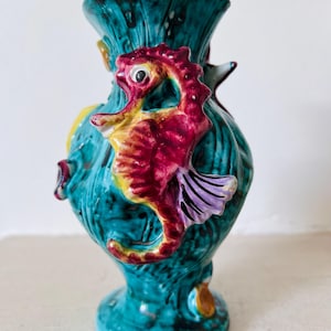 Mid Century Di Mauro Vietri Marine Vase - Italian Majolica Pottery - Vintage Coastal Decor
