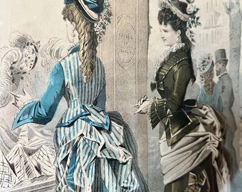 ヴィクトリア朝時代のファッション版画 – 1870年代のアンティーク額装