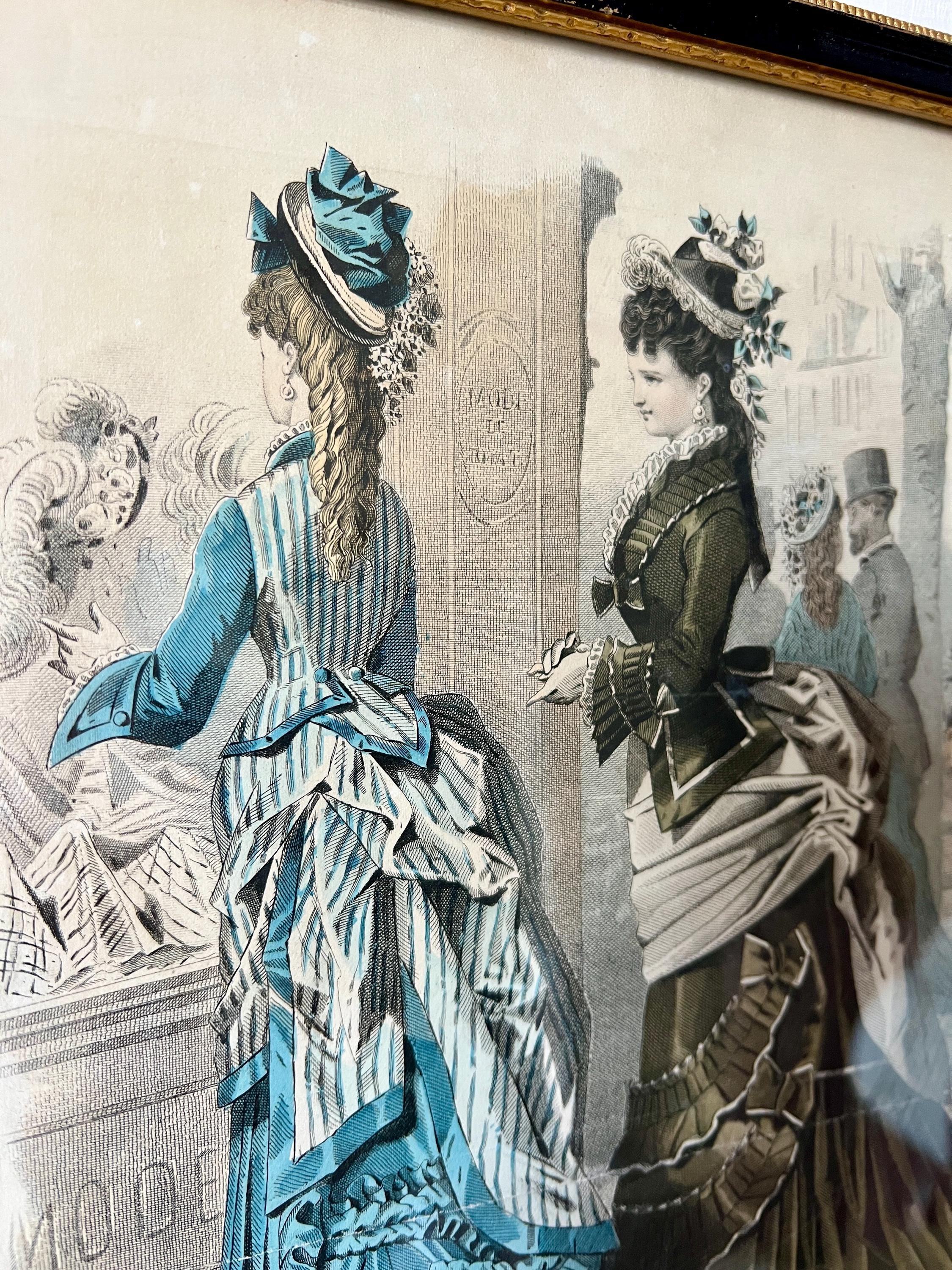 ヴィクトリア朝時代のファッション版画 – 1870年代のアンティーク額装