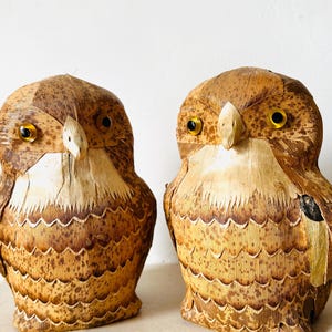 Handmade Owl Sculpture Art Pair - Lovely Gift/ Bird Lovers/ Original Home Decor