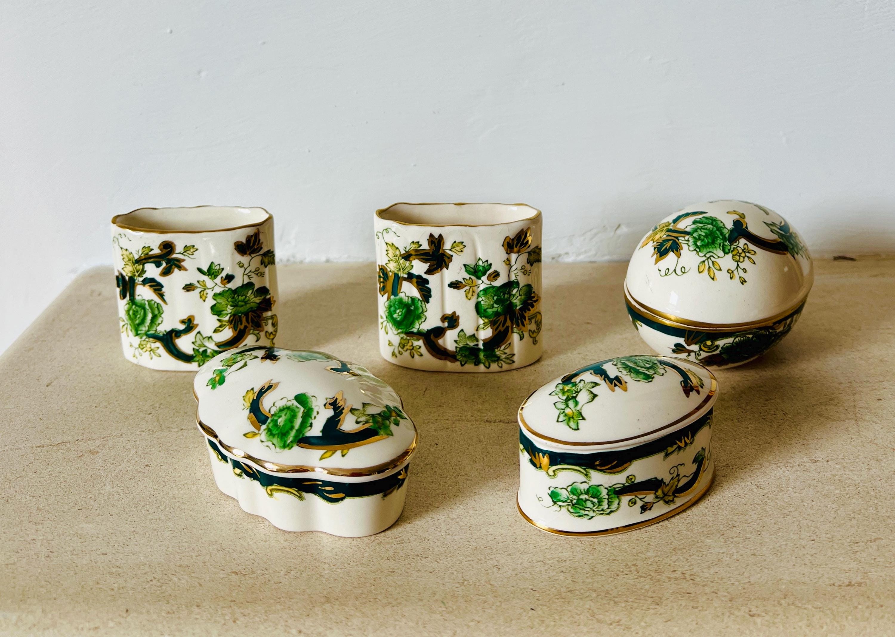 Vintage Mason's Chartreuse Ironstone Set - Green Floral Dressing