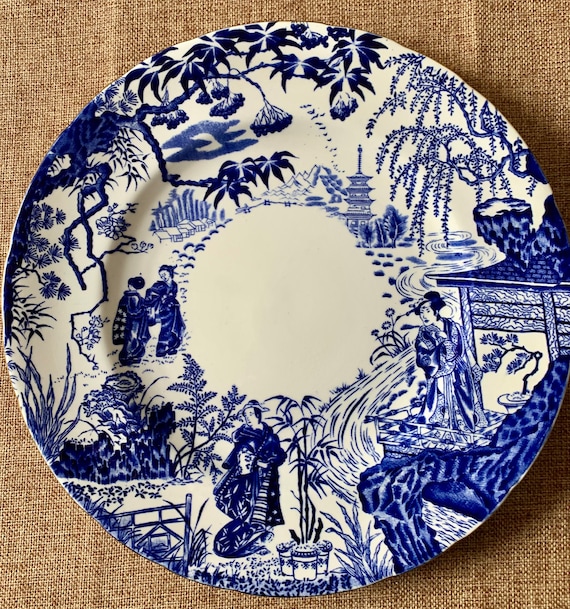Vintage Royal Crown Derby Plate – 1951 Blue Mikado, Oriental Decor