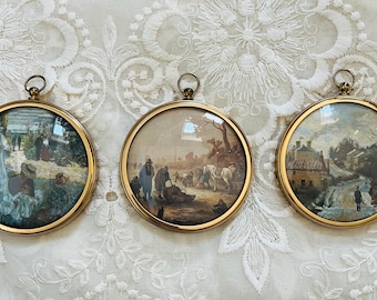 Vintage Miniature World of Peter Bates Ltd • Set of 3 Cameo Miniatures • Boxed • Famous Art Reproductions • Made in England