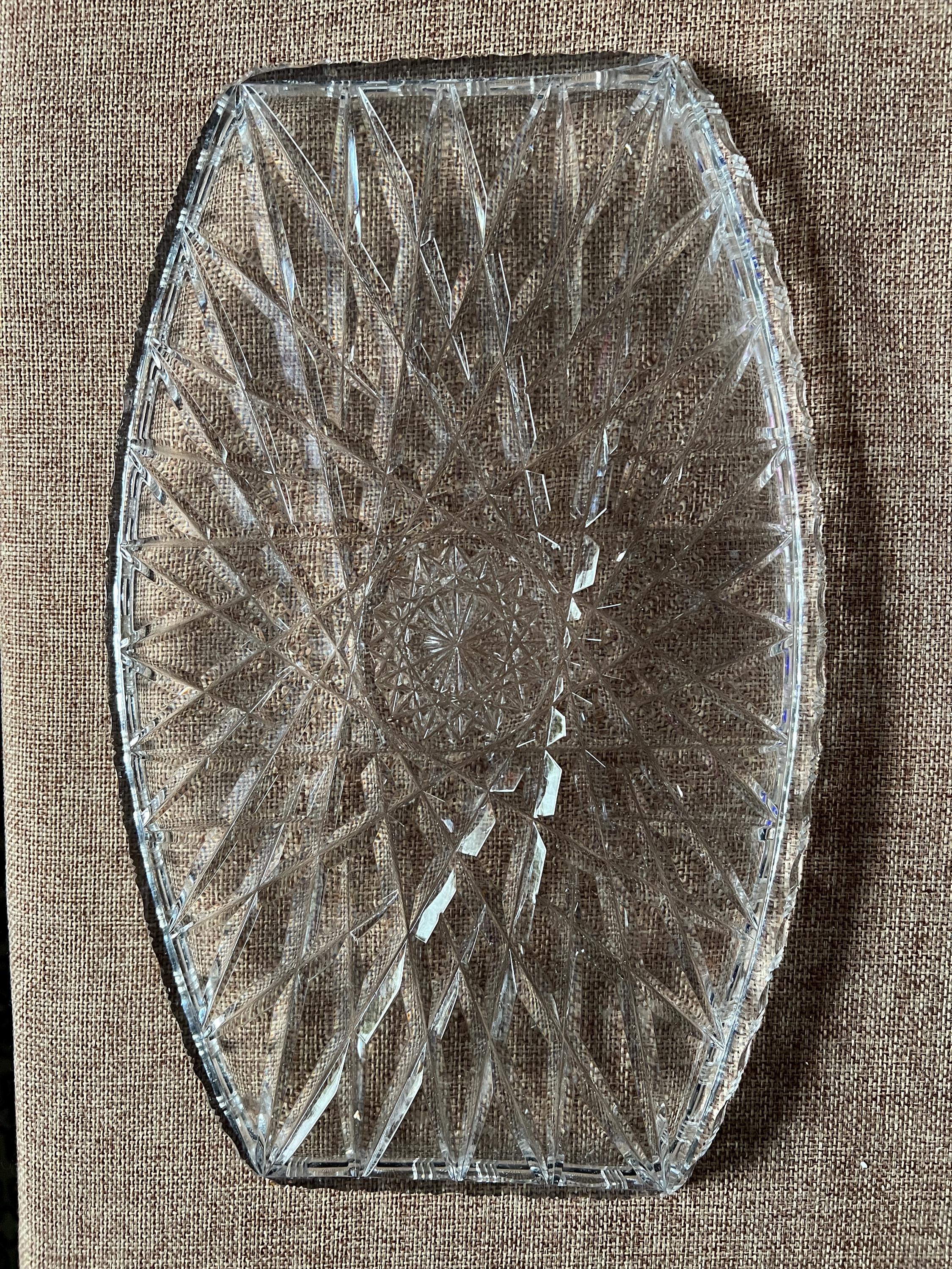Grand Plateau Cristal 30cm – Style Bohème, Vintage, Neuf