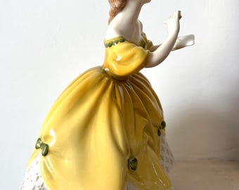 Royal Doulton Figurine - The Last Waltz, Fine Bone China Lady in Yellow  Dress