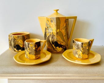 Set da caffè vintage Longchamp France Espresso con design in marmo