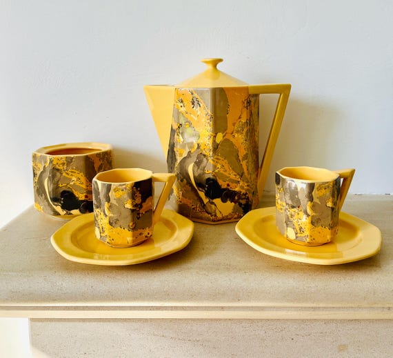 Vintage Longchamp France Espresso Marble Design Coffee Set - Etsy