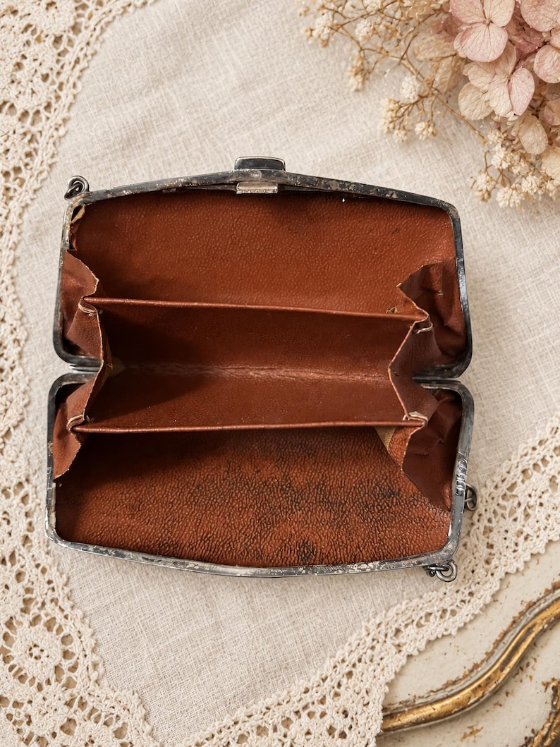 Antique Edwardian Silver-plated Engraved Coin Purse With Chain ...