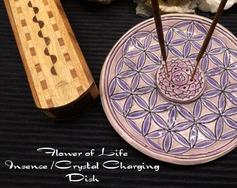 Incense/ Crystal Charging Tray Round- Flower Of Life