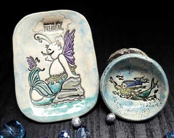 Mermaid/MerMouse Soap Dish and Bitty Bowl Set