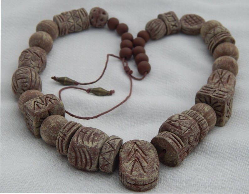 Rustic Runes - Earthtone Boho Chic Handmade Bead Necklace - UNIQUE! - Etsy