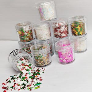 Christmas Nail Glitter Mix Sequin,Set of 12Color,X-mas Chunky Snowflakes Craft Glitter for Nail Art,Body,Face,Eye,Hair,Make Up,Slime,Tumbler