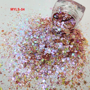 12Colors Holographic Laser Nail Art Glitter Mix Mirror Chunky Hexagon Sequin Flake Paillette Manicure DIY Makeup,Facepaint,Slime,Tumbler