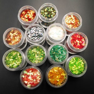 10ML Iridescent Rainbow Colorful Mermaid Fish Scale Nail Glitter Sequins Chunky Hexagon Shape for Nail Art DIY Facepaint Makeup Jar