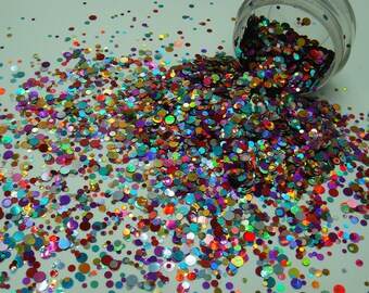 MRMX-016 Mix Colors Round Dot Spangle shape glitter Flake cosmetic powder for nail Gel polish acrylic Make up decoration