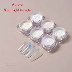 Pigment scintillant arc-en-ciel blanc irisé aurore irisé, poudre de poussière miroir ultrafine boréale clair de lune pour bricolage gel vernis à ongles maquillage