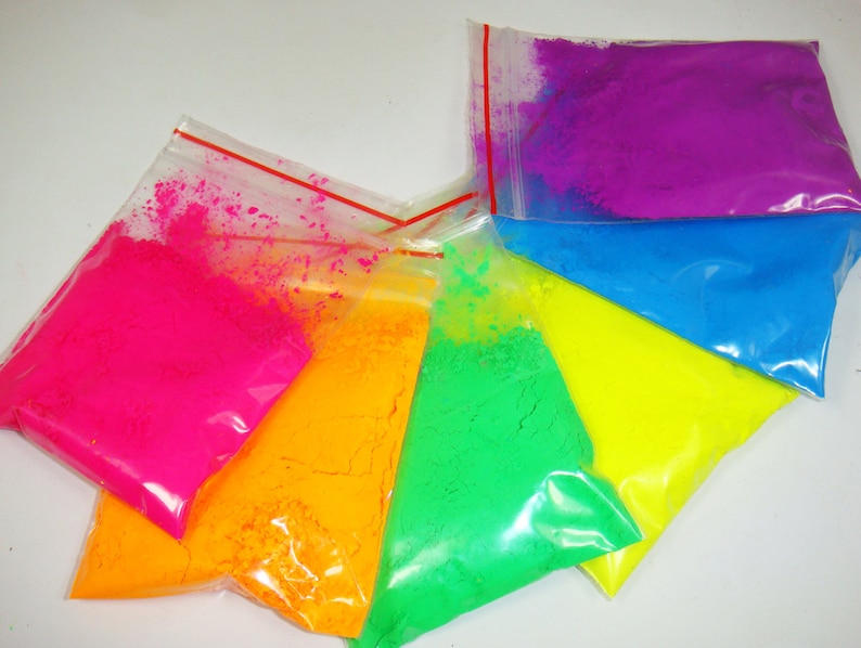 6 NEON Colors Fluorescent Phosphor Pigment Powder for Nail Polish,Painting,Printing,Cosmetics,Soap Making,Candle Making,Polymer Clay image 1