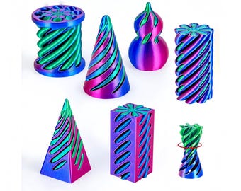 6-Pack 3D-Druck Spiralkegel Fidget Spielzeug, unmögliche Pyramide Passdurch Fidget, sensorisches Spielzeug zum Stressabbau, für Erwachsene und Kinder, Schreibtischspielzeug Geschenk