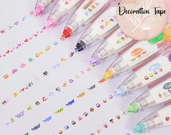 Decorative Tape Pen for Journals, Cute Patterned Correction Tape (Heart/Stars) - 4m Roll, Scrapbooking Decor,Planner & Card Making Supplies