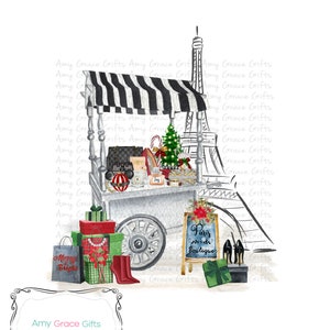 クリスマスファッションマーケットブティックパリ、デジタルデザイン、ショッピング、昇華、PNG、即時ダウンロード、印刷可能なアート
