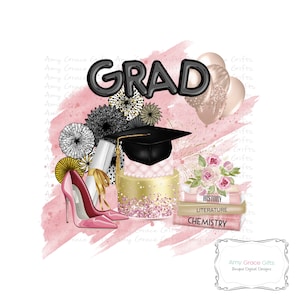 Graduation Girl Cake Balloons, Sublimation, Digital Design, Instant Download, Printable Art, PNG